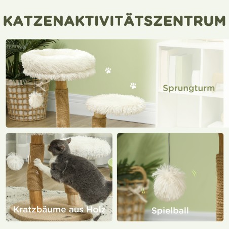 61,5 cm kassipuu pesa, kraapimisposti, hüppeplatvormi ja mängupalliga, valge