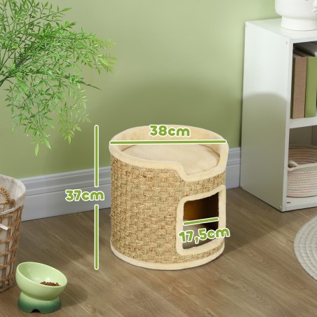 Kassi kraapimispuu mängu- ja puhkealaga, kuni 5 kg, khaki-beež