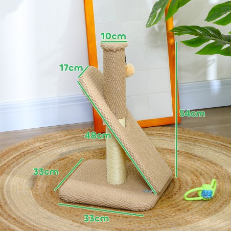 54 cm kassikraapimispuu mängupalli ja sisalkattega, helepruun