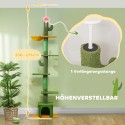 Kõrguses reguleeritav kassipuu 230–275 cm võrkkiigega, roheline