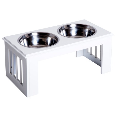 Libisemiskindel koerte söötmisjaam, 58,4 × 30,5 × 25,4 cm, valge