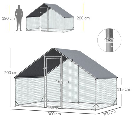 Kanaaedik koos varikatuse ja väliaedikuga 4–6 kanale, 3 × 2 × 2 m