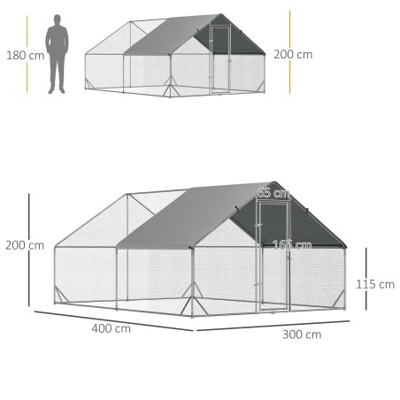 Kanaaedik koos varikatuse ja väliaedikuga 4–6 kanale, 3 × 2 × 2 m