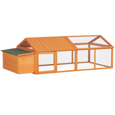 Kanade välisaedik lukustatava ukse ja avatava katusega, 2,4 × 1,125 × 0,76 m, oranž