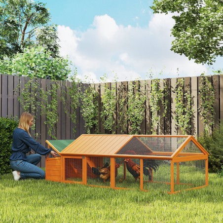 Kanade välisaedik lukustatava ukse ja avatava katusega, 2,4 × 1,125 × 0,76 m, oranž