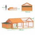 Kanade välisaedik lukustatava ukse ja avatava katusega, 2,4 × 1,125 × 0,76 m, oranž
