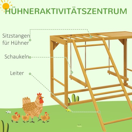 Puidust kanade mängu- ja ronimisraam kiikede ning redeliga