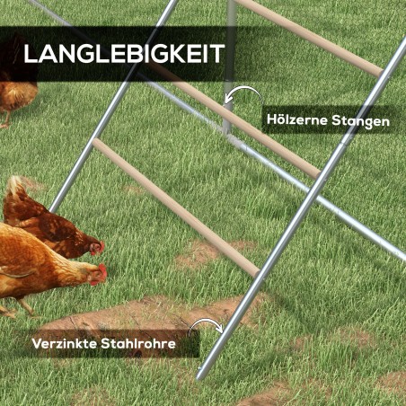 Ilmastikukindel kanade istumisredel 4 õrrega, terasest ja puidust