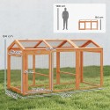 Puidust ja metallist kanamaja 4 kanale, jooksuala ja kahe uksega, oranž