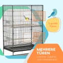 Linnupuur õrte ja mänguasjadega, eemaldatav alusekast, riiul, hall
