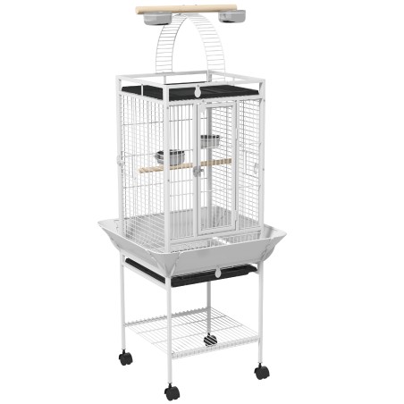 Papagoipuur 3 ukse, 2 õrre ja ratastega, 62,5 × 62,5 × 156 cm, valge