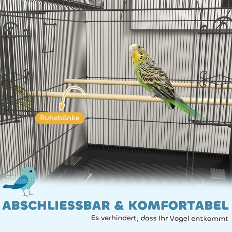 Mobiilne linnupuur kanaarilindudele ja viirpapagoidele, must