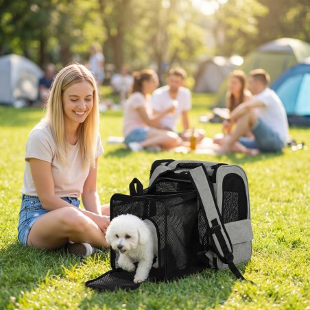 Laiendatav koera transpordikast 5 tasku ja helkurribaga, kuni 10 kg