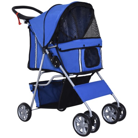 Kokkupandav koerakäru kuni 10 kg, reguleeritava varikatuse ja topsihoidjatega, sinine