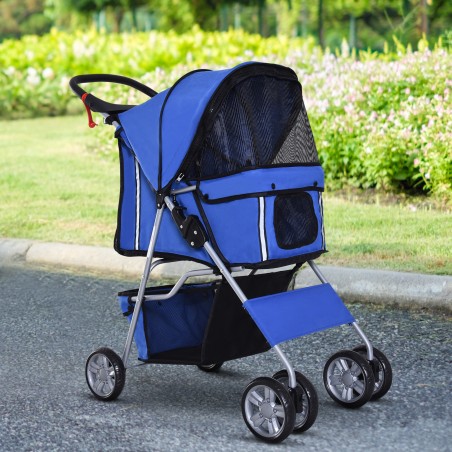 Kokkupandav koerakäru kuni 10 kg, reguleeritava varikatuse ja topsihoidjatega, sinine