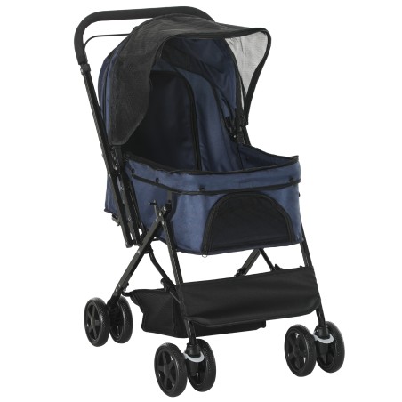 Kokkupandav koerakäru kuni 10 kg, reguleeritava varikatuse ja piduritega, sinine
