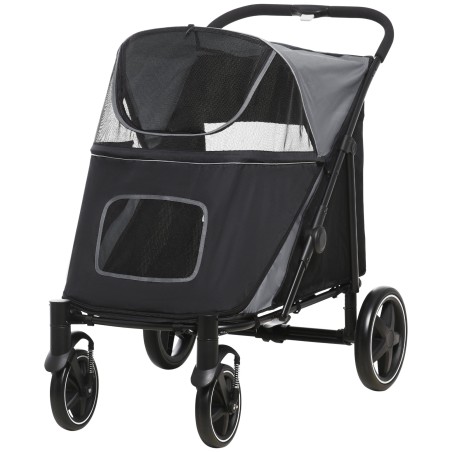 Kokkupandav koerakäru kuni 30 kg, reguleeritava varikatuse ja hoiukorviga, hall
