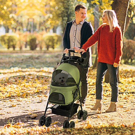 Kokkupandav koerakäru 2 turvanööri ja 2 topsihoidjaga, khaki