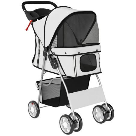 Kokkupandav koerakäru helkurite ja hoiukorviga, kuni 10 kg, hall