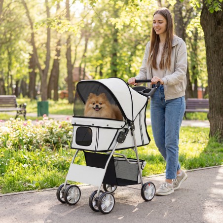 Kokkupandav koerakäru helkurite ja hoiukorviga, kuni 10 kg, hall
