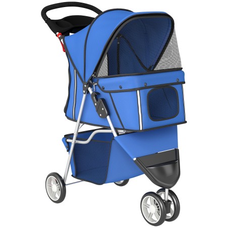 Kokkupandav sinine koerakäru kuni 10 kg koertele, 77 × 44 × 102 cm