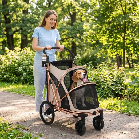 Kokkupandav koerakäru kuni 20 kg koertele, helepruun