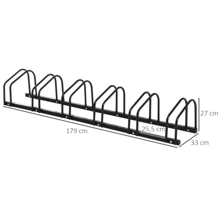 Ilmastikukindel terasest rattahoidja 6 jalgrattale, 179 × 33 × 27 cm
