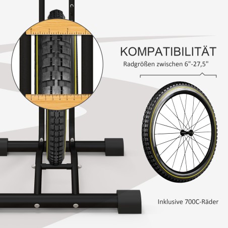 Jalgrattahoidik vertikaal- või horisontaalpaigalduseks, 24–29 tolli, must