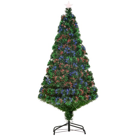 Kunstjõulupuu 150 cm klaaskiust LED-valgustuse ja metalljalaga