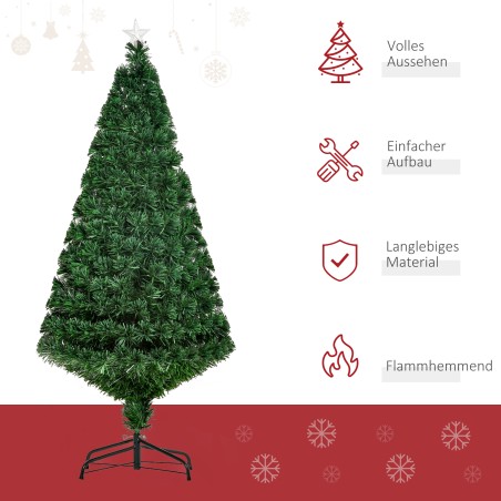 Kunstjõulupuu 150 cm klaaskiust LED-valgustuse ja metalljalaga