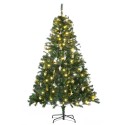 Kunstjõulupuu 180 cm LED-valgustuse, kuulide ja metallalusega, 745 oksatippu
