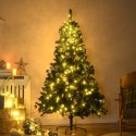 Kunstjõulupuu 180 cm LED-valgustuse, kuulide ja metallalusega, 745 oksatippu