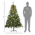 Kunstjõulupuu 180 cm LED-valgustuse, kuulide ja metallalusega, 745 oksatippu