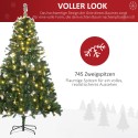 Kunstjõulupuu 180 cm LED-valgustuse, kuulide ja metallalusega, 745 oksatippu