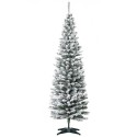 Kunstjõulupuu 210 cm lumiste PVC-okste ja metallalusega, roheline-valge