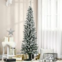 Kunstjõulupuu 210 cm lumiste PVC-okste ja metallalusega, roheline-valge