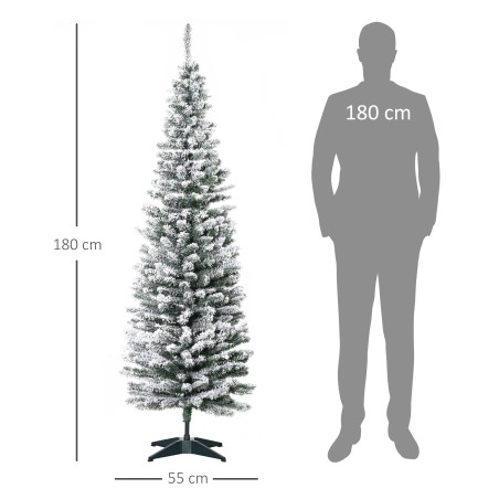 Kunstjõulupuu 210 cm lumiste PVC-okste ja metallalusega, roheline-valge