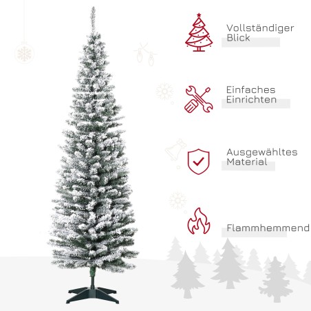 Kunstjõulupuu 210 cm lumiste PVC-okste ja metallalusega, roheline-valge