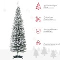 Kunstjõulupuu 210 cm lumiste PVC-okste ja metallalusega, roheline-valge