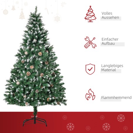 Kunstmänd jõulupuuna 180 cm, 59 käbi ja lumeefektiga