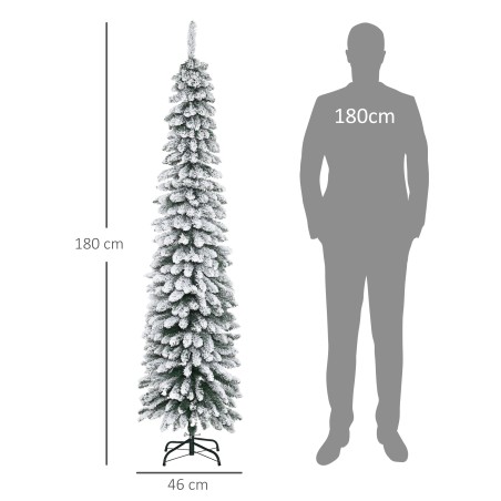Lumise välimusega kitsas kunstjõulupuu, 180 cm, roheline ja valge