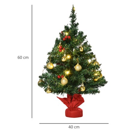 60 cm kõrgune mitmevärviline mini jõulupuu LED-tulede ja kuulidega