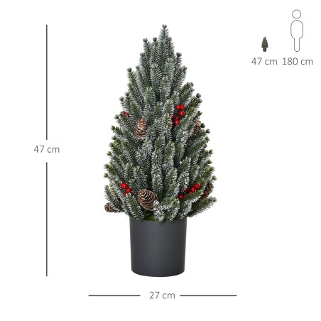 Mini-jõulupuu käbide, punaste marjade ja ümbrispotiga, 50 cm