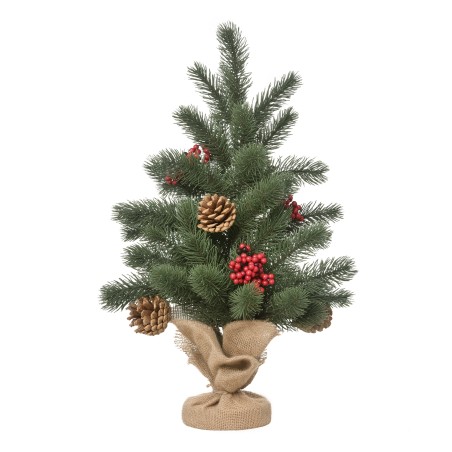 50 cm mini-jõulupuu kaunistuste ja tsemendialusega, roheline