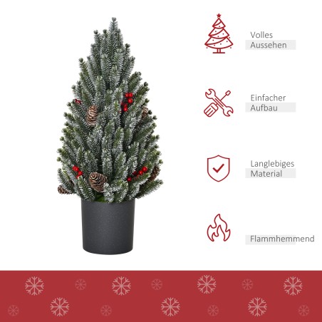 Mini-jõulupuu käbide, punaste marjade ja ümbrispotiga, 50 cm