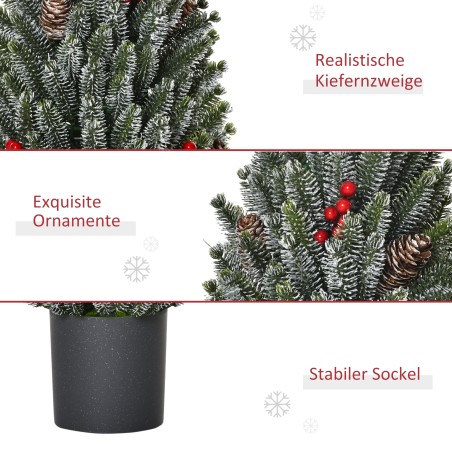 Mini-jõulupuu käbide, punaste marjade ja ümbrispotiga, 50 cm