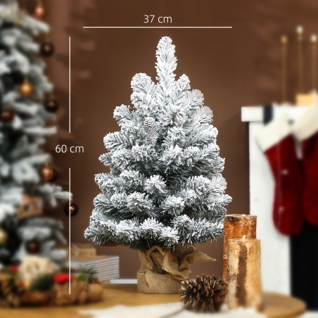 60 cm kunstjõulupuu lumekatte, 72 oksatipu, 6 männikäbi ja tsemendist alusega