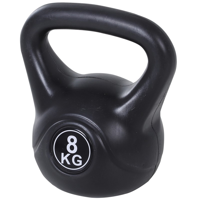Kettlebell 8 kg, liivaga täidetud, must