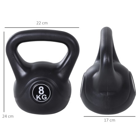 Kettlebell 8 kg, liivaga täidetud, must