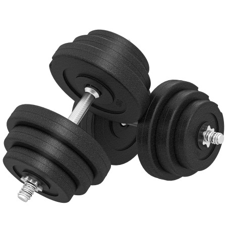 Hantlikomplekt 40 kg, 2 metallkäepidet ja 12 raskusketast, must